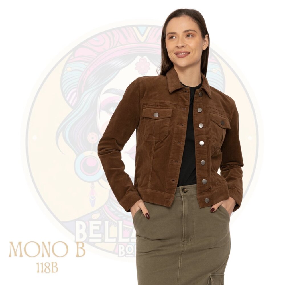 118B MONO B Cocoa Brown Slim Fit Fine Corduroy Stretch Jacket
